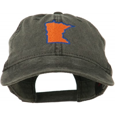 Baseball Caps Minnesota State Map Embroidered Washed Cotton Cap - Black - CG11ND5K10F $20.24