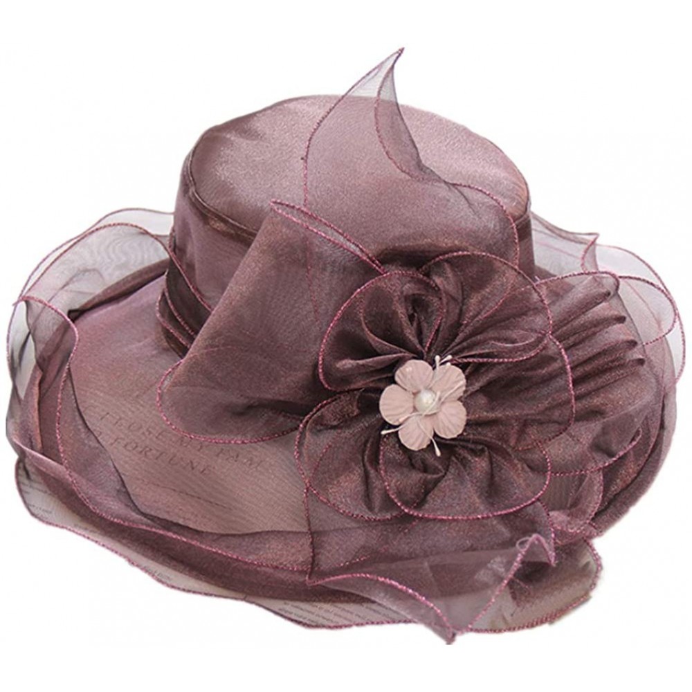 Sun Hats Women's Summer Sun Hat Foldable Floppy Organza Wide Brim Bucket Hat Straw Hat - G-dpu - CS18SDCD5XR $10.97