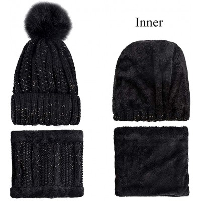 Skullies & Beanies Womens Winter Beanie Hat Scarf Set Warm Fuzzy Knit Hat Neck Scarves - C-red - CP18ZDNZDAE $14.02