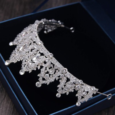 Headbands Handmade Rhinestone Bridal Crown Silver Crystal Diadem for Bride Headbands-Champagne - Champagne - C818WU6DO04 $19.24