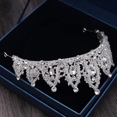 Headbands Handmade Rhinestone Bridal Crown Silver Crystal Diadem for Bride Headbands-Champagne - Champagne - C818WU6DO04 $19.24