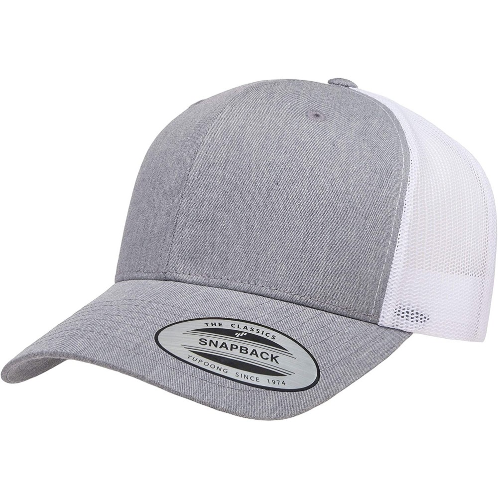 Baseball Caps Men's Yp Classics Retro Trucker Cap 2-Tone - Heather/White - C518LXZ9D8W $10.08