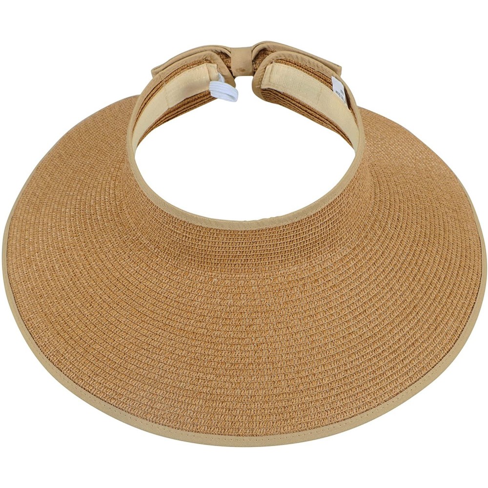 Sun Hats Women's Spring/Summer Collection Straw Woven Wide Brim Sun Visor Hat - Natural - C418E2ZC55E $11.18