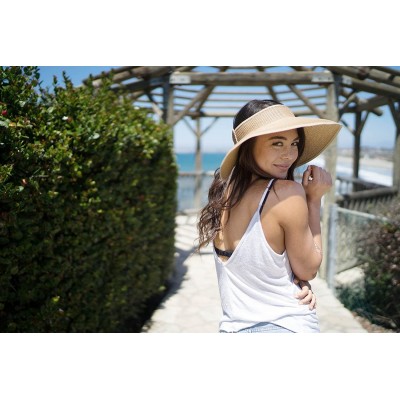 Sun Hats Women's Spring/Summer Collection Straw Woven Wide Brim Sun Visor Hat - Natural - C418E2ZC55E $11.18