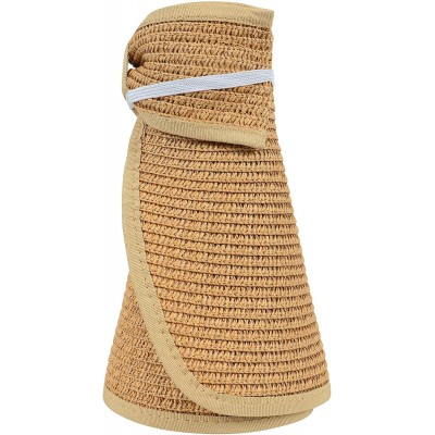 Sun Hats Women's Spring/Summer Collection Straw Woven Wide Brim Sun Visor Hat - Natural - C418E2ZC55E $11.18