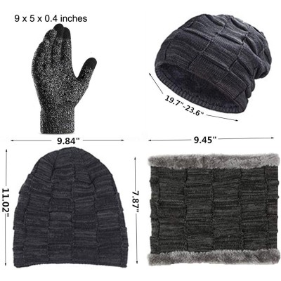 Skullies & Beanies 3Pcs Winter Beanie Hat- Warmer Scarf-Touchscreen Gloves Set for Men Women - Black - C418HACTCU6 $16.44