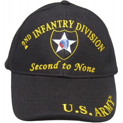 Skullies & Beanies U.S. Army 2nd Infantry Division Second to None Black Embroidered Cap Hat - CQ18D3EDGG6 $11.11