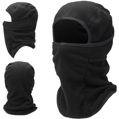 Balaclavas Fleece Balaclava Ski Face Mask Windproof Winter Hat Neck Warmer Snowboard Cycling Hat - Black - Unadjustable - C21...