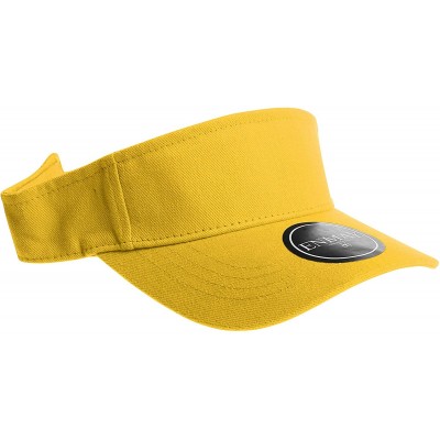 Visors 12 Pack Plain Visor Hats Adjustable Back Strap Tennis Golf Sun Hat - Yellow - CS186EQR49W $28.50