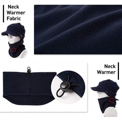 Skullies & Beanies Wool Visor Beanie for Men Winter Knit Hat Scarf Sets Neck Mask - 69311black - C718XIY9L83 $26.18