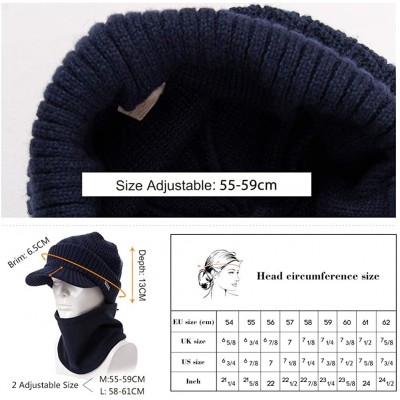 Skullies & Beanies Wool Visor Beanie for Men Winter Knit Hat Scarf Sets Neck Mask - 69311black - C718XIY9L83 $26.18