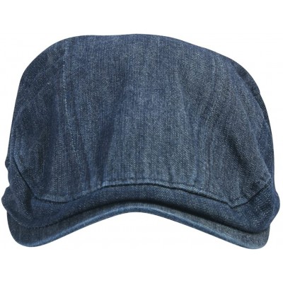 Newsboy Caps Denim Cotton Newsboy Flat Cap with Snapback Ivy Driver Hunting Hat - Dark Blue - CF11CWXCH33 $24.65