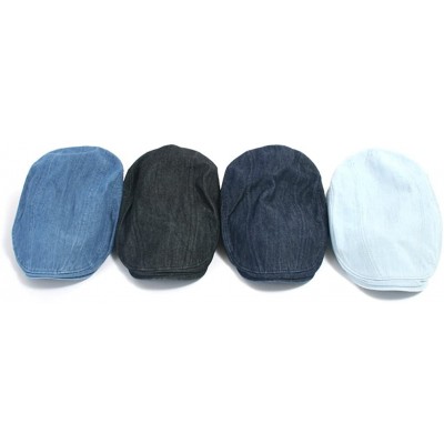 Newsboy Caps Denim Cotton Newsboy Flat Cap with Snapback Ivy Driver Hunting Hat - Dark Blue - CF11CWXCH33 $24.65