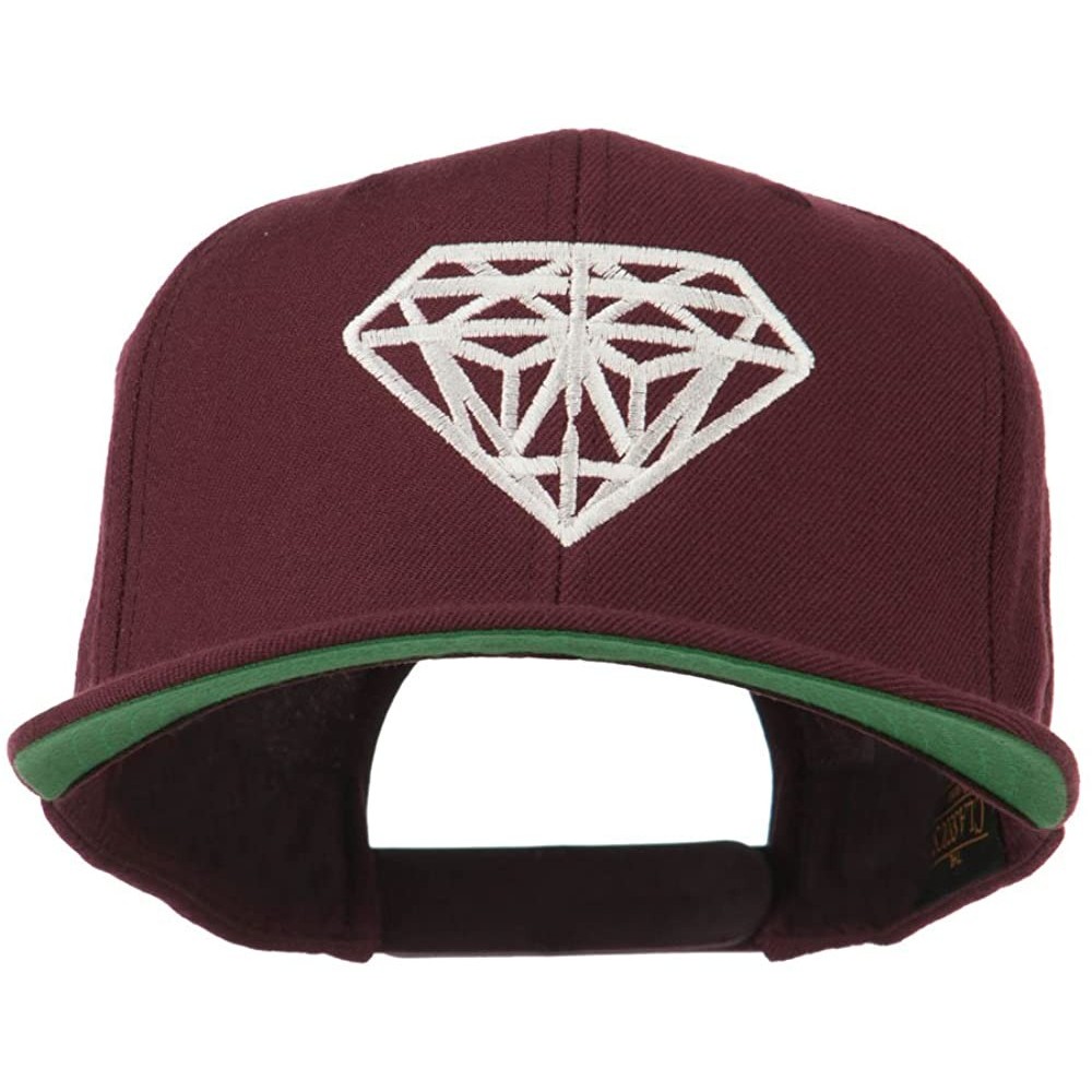 Baseball Caps Big Diamond Embroidered Flat Bill Cap - Red Purple - C311KYP3K6J $28.62