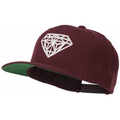 Baseball Caps Big Diamond Embroidered Flat Bill Cap - Red Purple - C311KYP3K6J $28.62