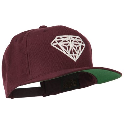 Baseball Caps Big Diamond Embroidered Flat Bill Cap - Red Purple - C311KYP3K6J $28.62