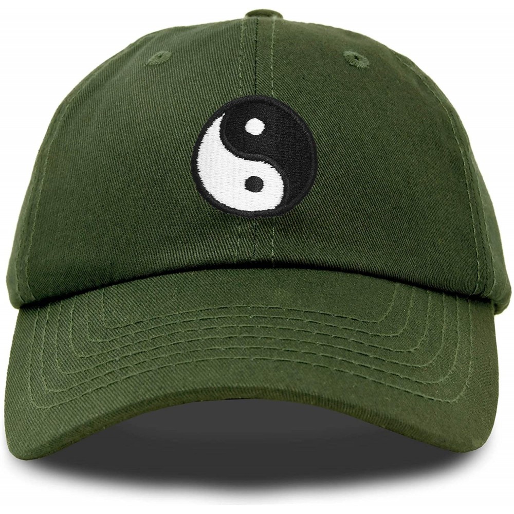 Baseball Caps Ying Yang Dad Hat Baseball Cap Zen Peace Balance Philosophy - Olive - CV18XKCTIWD $12.68