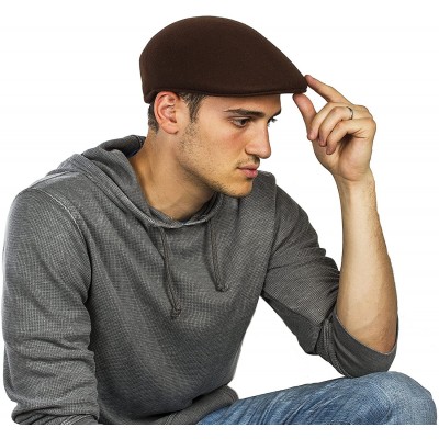 Newsboy Caps Mens 100% Wool Ivy Cap Premium Classic Hat- Available - Brown - CS1869KQ2W6 $11.68