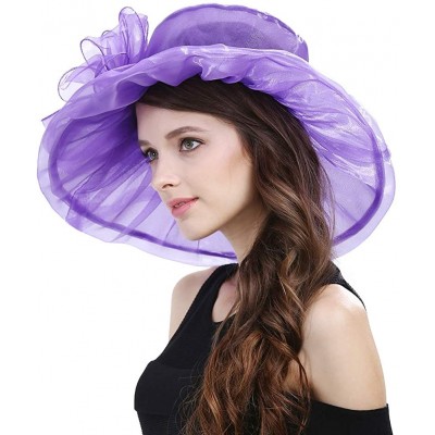 Sun Hats Women's Kentucky Derby Fascinators Church Wedding Easter Tea Party Hat - Purple - CL124ASWCQX $15.80