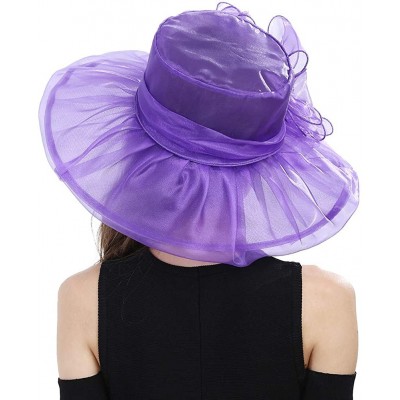 Sun Hats Women's Kentucky Derby Fascinators Church Wedding Easter Tea Party Hat - Purple - CL124ASWCQX $15.80