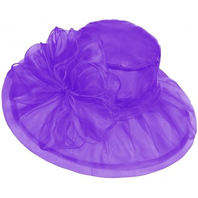 Sun Hats Women's Kentucky Derby Fascinators Church Wedding Easter Tea Party Hat - Purple - CL124ASWCQX $15.80