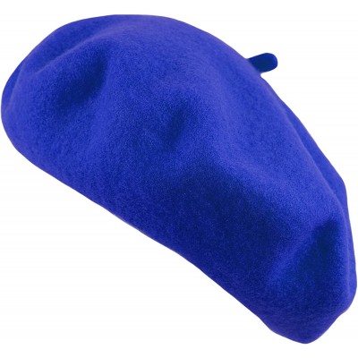 Berets Traditional Women's Men's Solid Color Plain Wool French Beret One Size - Royal Blue - CZ189YICHZW $10.28