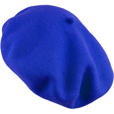 Berets Traditional Women's Men's Solid Color Plain Wool French Beret One Size - Royal Blue - CZ189YICHZW $10.28