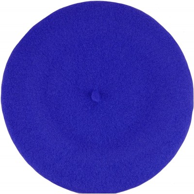 Berets Traditional Women's Men's Solid Color Plain Wool French Beret One Size - Royal Blue - CZ189YICHZW $10.28