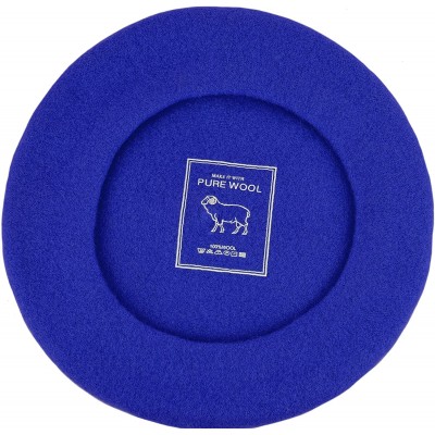 Berets Traditional Women's Men's Solid Color Plain Wool French Beret One Size - Royal Blue - CZ189YICHZW $10.28