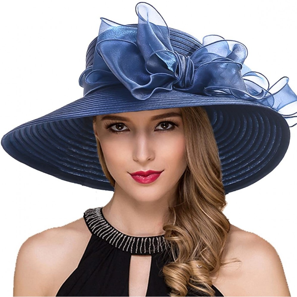 Bucket Hats Women Kentucky Derby Church Dress Cloche Hat Fascinator Floral Tea Party Wedding Bucket Hat S052 - S062-navy - CT...