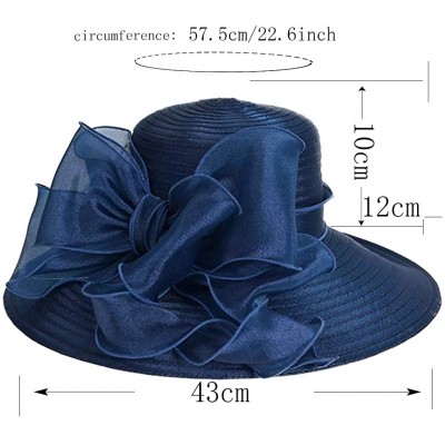 Bucket Hats Women Kentucky Derby Church Dress Cloche Hat Fascinator Floral Tea Party Wedding Bucket Hat S052 - S062-navy - CT...