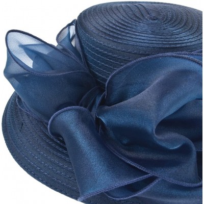 Bucket Hats Women Kentucky Derby Church Dress Cloche Hat Fascinator Floral Tea Party Wedding Bucket Hat S052 - S062-navy - CT...