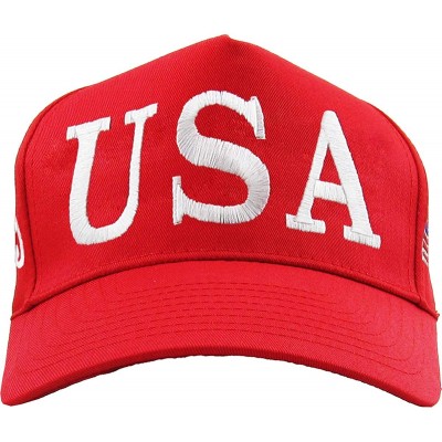 Baseball Caps Make America Great Again Our President Donald Trump Slogan with USA Flag Cap Adjustable Baseball Hat Red - CO12...