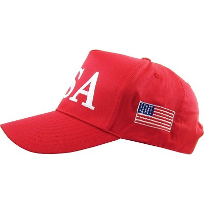 Baseball Caps Make America Great Again Our President Donald Trump Slogan with USA Flag Cap Adjustable Baseball Hat Red - CO12...