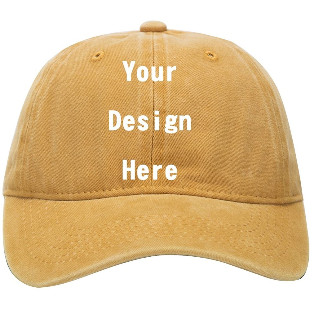 Baseball Caps Classic Cotton Adjustable Baseball Plain Cap-Custom Hip Hop Dad Trucker Snapback Hat - Yellow - C01836RR9HO $9.47