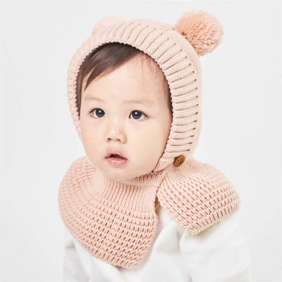 Skullies & Beanies Toddler Baby Fleece Lined Winter Hat Knit Windproof Hood Sarf Beanie - Pink - C618Z34H5AX $12.64