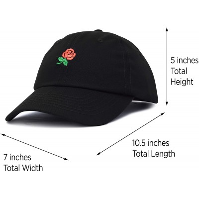 Baseball Caps Women's Rose Baseball Cap Flower Hat - Black - CL180YKAKH2 $14.34