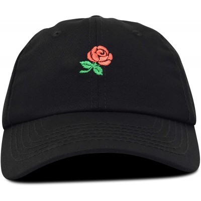 Baseball Caps Women's Rose Baseball Cap Flower Hat - Black - CL180YKAKH2 $14.34