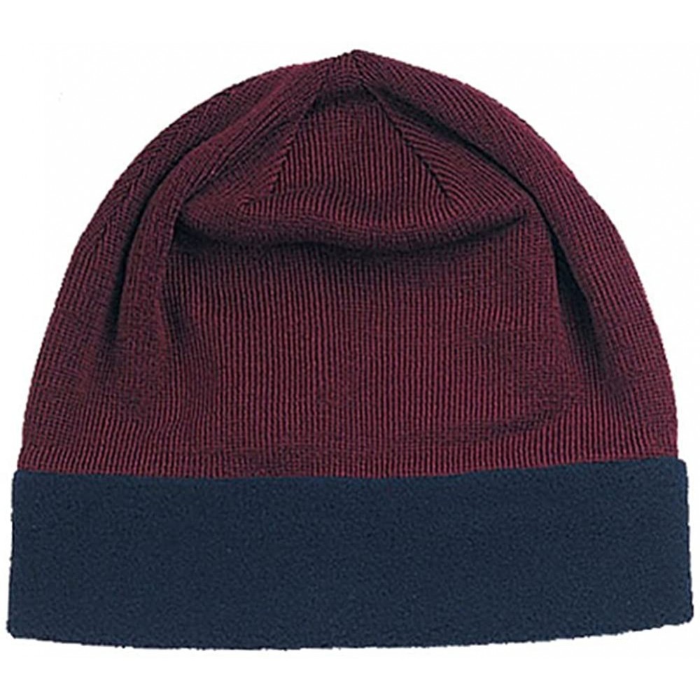 Skullies & Beanies Knitting Beanie Winter Cap - Burgundy/Navy - C4110J7OX0T $9.78