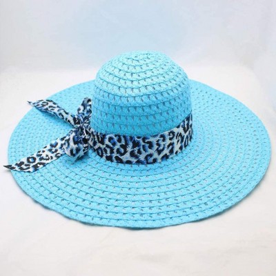 Sun Hats Sunhat for Women - Elegant Leopard Bowknot Folding Beach Cap Big Brim Straw Hat Sunshade Floppy Wide Brim Hats - CV1...