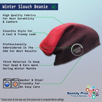 Skullies & Beanies Custom Slouchy Beanie Cone Cross Shadow Brown & Tan Embroidery Cotton - Red - CQ18A58MUEO $13.72