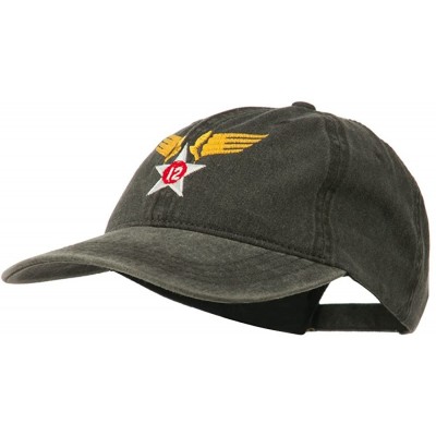 Baseball Caps 12th Air Force Badge Embroidered Washed Cap - Black - CB11QLM5DMX $21.88