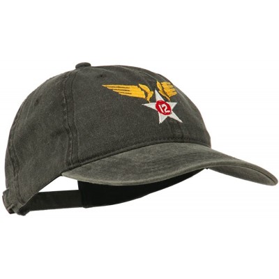 Baseball Caps 12th Air Force Badge Embroidered Washed Cap - Black - CB11QLM5DMX $21.88