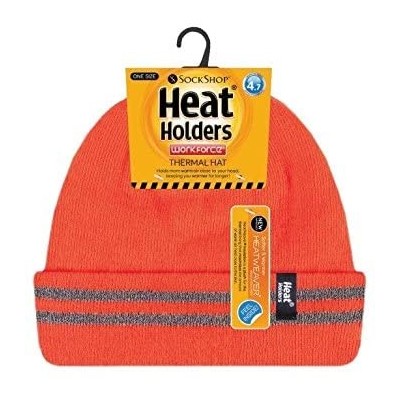 Skullies & Beanies Mens Hi Vis Thermal Insulated Reversible Knit Cap 3.4 tog One Size - Orange - CF12O5T7V85 $20.62