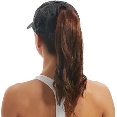 Baseball Caps Women Washed Cotton High Ponytail Baseball Cap - C01-black - CR18TCMZH43 $11.45