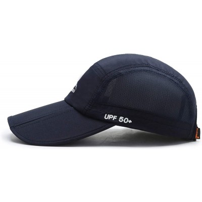 Baseball Caps Unisex Baseball Cap UPF 50 Unstructured Hat with Foldable Long Large Bill - A-dark Blue-m/L - CG12IM3OZXV $9.41