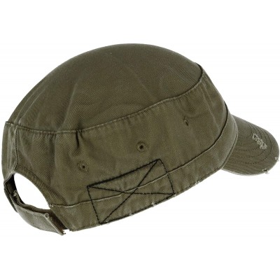 Baseball Caps Women's Distressed Military Cadet Cap - Olive - C418K32KWSX $13.14