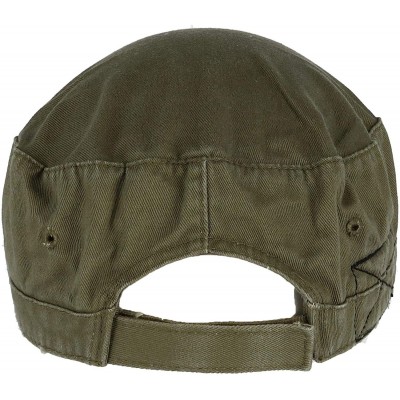 Baseball Caps Women's Distressed Military Cadet Cap - Olive - C418K32KWSX $13.14