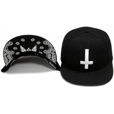 Baseball Caps Men Women Inverted Cross Embroidery Christian Paisley Cap FFH238BLK - Black - CG12NS40Y7P $30.37