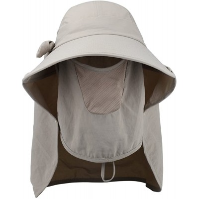 Sun Hats Women's UPF+50 Sun Visor Detachable Flap Hat Foldable Wide Brimmed UV Protection Face Mask Hat - Khaki - C412FMZH1N3...